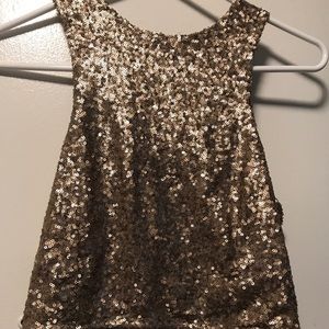 Toni Gold Sequin Crop Top